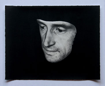 Broomberg & Chanarin, "Spirit Is A Bone: The Professor." Lampblack carbon transfer print, 11x14 inches. Published by The ƒ/Ø Project, 2018.