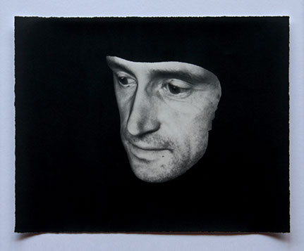 Broomberg & Chanarin, "Spirit Is A Bone: The Professor." Lampblack carbon transfer print, 11x14 inches. Published by The ƒ/Ø Project, 2018.