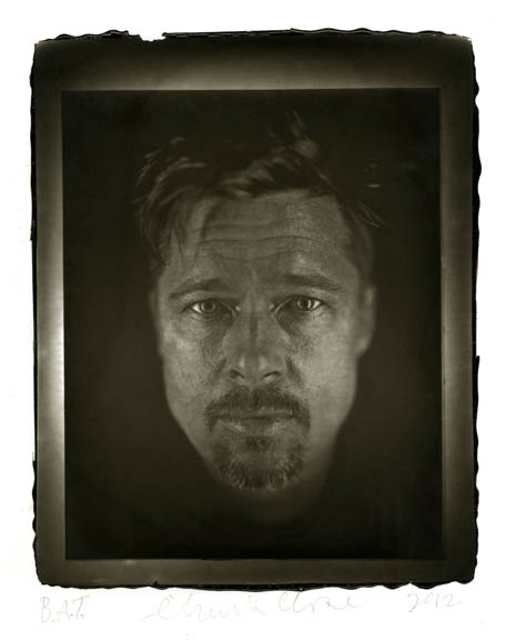 Chuck Close Woodburytype print from portrait of Brad - front view.