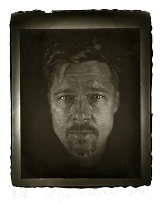 Chuck Close Woodburytype print from portrait of Brad - front view.