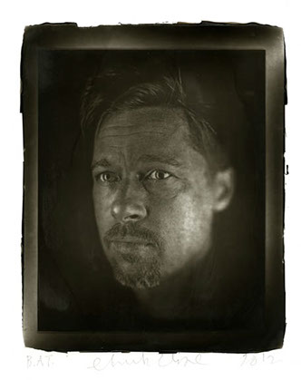 Chuck Close Woodburytype print from portrait of Brad - 3/4 left view.