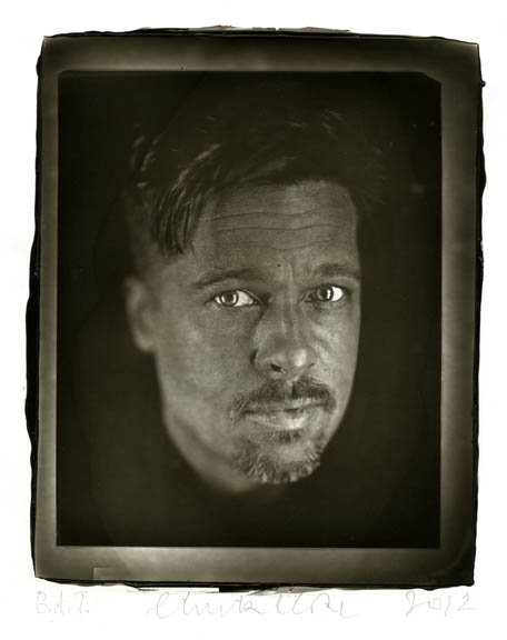 Chuck Close Woodburytype print from portrait of Brad - 3/4 right view.