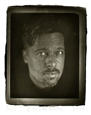 Chuck Close Woodburytype print from portrait of Brad - 3/4 right view.