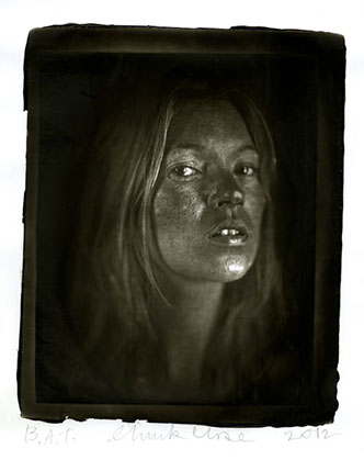 Chuck Close Woodburytype print from portrait of Kate - 3/4 view.