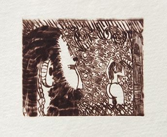 Carroll Dunham, "Male Gaze," (CD1044), cliché verre salt print, 8x10 inches on a 16x20 sheet. Published by The ƒ/Ø Project 2019.