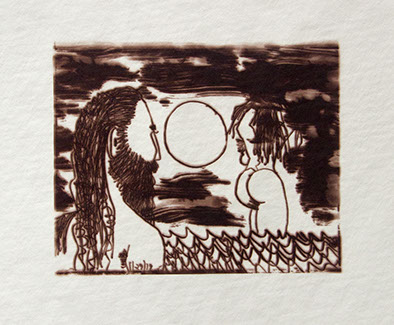 Carroll Dunham, "Male Gaze," (CD1045), cliché verre salt print, 8x10 inches on a 16x20 sheet. Published by The ƒ/Ø Project 2019.