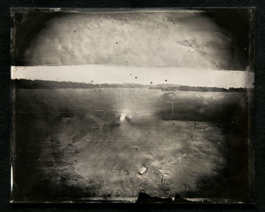 A horizon line of light jumps forward as an expressive stroke of white paint, Sky, ground & objects in shift between the empirical and intuitive