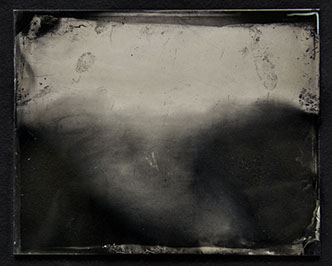 Bright fog swarms the middle. Crisp dark fingerprints at the edges. Brush strokes of silver ripple like water. Darks amass into trees or nothing