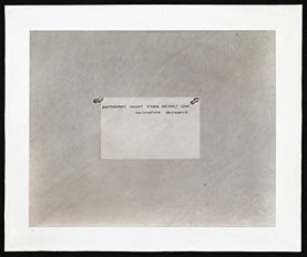 Mel Bochner, collodio-chloride print from a collodion negative. Photograph of quote "Photography cannot record abstract ideas." 