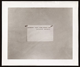 Mel Bochner, albumen print from a collodion negative. Photograph of quote "Photography cannot record abstract ideas." 